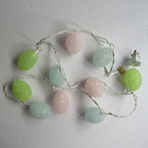 Easter Egg Plastic Melted Popcorn String Lights 5' Pastel Pink Blue Green Vtg